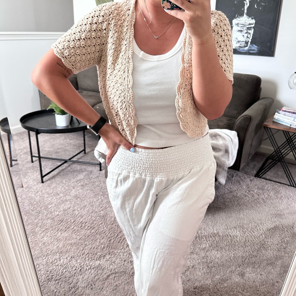 Cream crochet sweater vest
